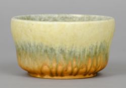 A Ruskin pottery bowl
With crystalline glaze, impressed mark Ruskin, England and dated 1932.  19.5