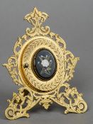 A 19th century pietre dura set gilded photograph frame The florally decorated front panel