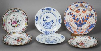 Six various 18th/19th century Chinese porcelain plates
The largest 27.5 cm diameter.  (6)