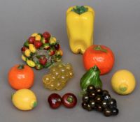 A quantity of Murano glass fruit and vegetables
Each of naturalistic form.  The largest 11 cm