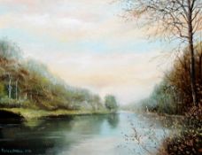 *AR PETER SNELL (born 1935) British
River Landscape
Oil on canvas board
Signed and dated 1974
46 x