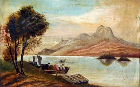 R. CRAHL (19th century) Scottish
Loch Katrine
Oil on canvas
Signed and dated 1885
63 x 39 cms,