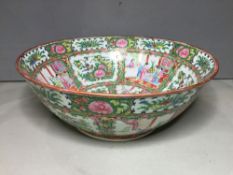 A Chinese Canton porcelain punch bowl
Typically decorated.  33 cm diameter. CONDITION REPORTS: