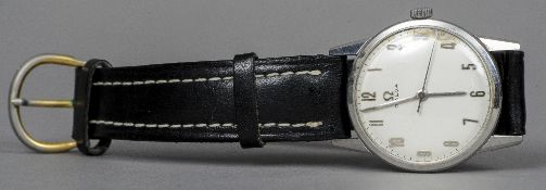 An Omega gentleman's wristwatch
The circular dial with Arabic numerals.  3.25 cm diameter.