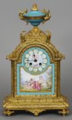 A 19th century French Sevres style porcelain mounted ormolu mantel clock
43.5 cm high. CONDITION