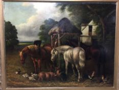 JOHN FREDERICK HERRING Senior (1795-1865) British
Horses in a Farmyard With Ducks,