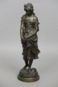 A large patinated bronze figure
Formed as a maiden holding a broken amphora, signed J. Be Germaie,