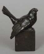 An early 20th century German patination bronze model of a bird
Mounted on a plinth base signed E.