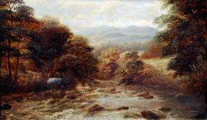 JAMES THACKRAY (19th century) British
On the Wharfe, Bolton Abbey
Oil on canvas
Inscribed to mount