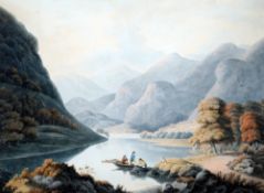 ENGLISH SCHOOL (18th/19th century)
Figures Alighting in Mountainous Landscape
Watercolour
37 x 28 cm