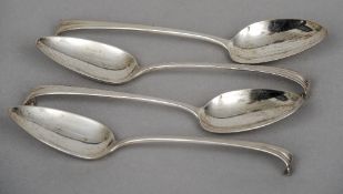 A set of four George III Onslow pattern table spoons, each hallmarked London 1807, maker's mark of