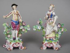 A pair of 19th century English porcelain figures, possibly Bow
Formed as a man gardening holding a