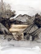 *AR CAREY MORTIMER (born 1962) British
Annai Village
Pen and ink
Old gallery label to verso for