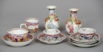 A quantity of small 19th century Canton porcelain 
Including a pair of small baluster vases with