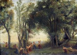 CONTINENTAL SCHOOL (19th century)
Bacchanalian Figures in a Landscape
Oil on canvas
30.5 cm wide,