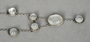 An Arts & Crafts moonstone set silver necklace
44 cm long overall. CONDITION REPORTS: Generally in