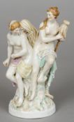 A 19th century Berlin porcelain figural group entitled Parcen
Formed as three maidens, two in a