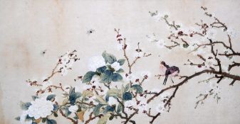 CHINESE SCHOOL (19th/20th century)
Sparrows Perched in a Blossoming Bough; together with Floral