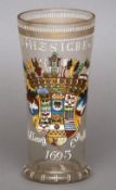 A Continental Hofkellerei Humpen 
Typically decorated with the Saxon coat-of-arms and dated 1693;