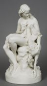 CHARLES BELL BIRCH (1832-1893)
A Parian group of a wood nymph, faun and doe, the base inscribed C.B.