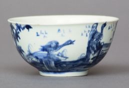 An 18th century Worcester blue and white porcelain tea bowl
Decorated in the Chinese manner.