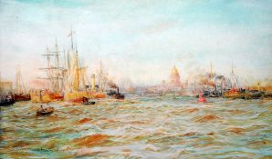 WILLIAM LIONEL WYLLIE (1851-1931) 
St. Petersburg From the Bolshaya Neva
Watercolour
Signed,