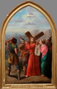 CONTINENTAL SCHOOL (19th century) Jesus Essuye Par Ste. Veronique Oil on canvas 65.5 x 107.5 cm,