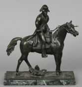 A 19th century patinated bronze model of Napoleon
Typically modelled astride his mount, standing