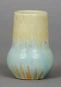 A Ruskin pottery elephant foot vase
With crystalline glaze, impressed mark Ruskin, England, date