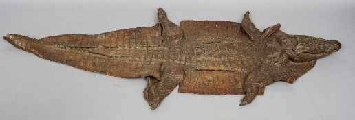 A crocodile skin (crocodylus)
Of typical form.  268 cm long.
