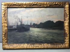 ADOLF KAUFMAN (1848-1916) Austrian Harbour Scene Oil on panel Signed 29 x 19 cm, framed CONDITION