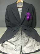 A gentleman's grey wool, silk lined single breasted morning coat by Lanvin, 15 Rue Fauberg, St.