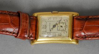 A Longines gentleman's wristwatch The rectangular dial with Arabic numerals and subsidiary seconds