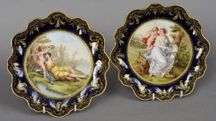 A pair of 19th century Vienna painted porcelain cabinet plates Each signed C. Weh. Each 23 cm