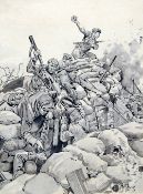 J. GIDDINGS (20th century) British
Trench Warfare
Ink and wash
Signed
27 x 36.5 cm, framed CONDITION