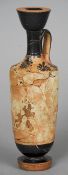 An ancient Greek pottery Lekythos, circa 500 BC
Of typical form with remnants of original