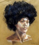 J. HAYWOOD (20th century)
Head Study
Pastel
37 cm wide, framed and glazed
 CONDITION REPORTS: