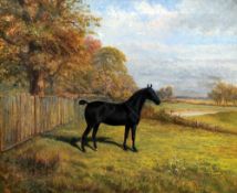 JAMES CLARK (19th/20th century) British
Black Hunter in a Rural Landscape
Oil on canvas
Signed and