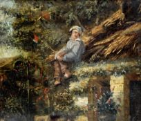 CONTINENTAL SCHOOL (19th century)
Man on a Thatched Roof
Oil on board
29 cm wide, framed