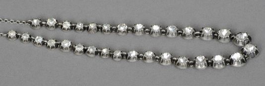 A Victorian paste set white metal necklace 48.5 cm long overall. CONDITION REPORTS: Generally in