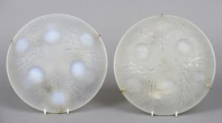 A pair of early 20th century Sabino frosted glass plafoniers
Each of typical form with organic