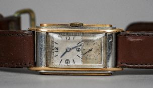 A vintage 1920s Rolex Prince gentleman's wristwatch The rectangular dial with Arabic numerals and