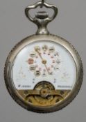 A Continental eight day pocket watch
The reverse decorated with an early aeroplane.  5 cm