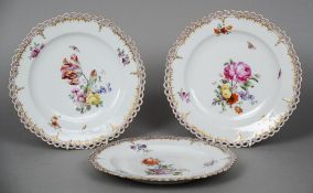 Three 19th century Continental porcelain plates, possibly Berlin
Each painted with butterflies and