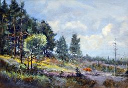 BRITISH SCHOOL (20th century)
Deer in Wooded Landscape
Acrylics
Indistinctly signed
35 x 24.5 cm,