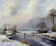 CONTINENTAL SCHOOL (20th century)
Dutch Winter Landscape with Figures
Oil on canvas
Signed
61 x 51