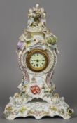 A late 19th/early 20th century Dresden porcelain mantel clock
The ornately potted case with