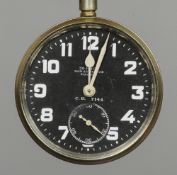 A World War I cockpit watch
The black dial inscribed 30 hour non luminous mark V CB7144.  5 cm