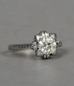 An 18 ct white gold diamond solitaire ring
The stone approximately 0.75 carat.   CONDITION