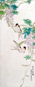 Four Chinese porcelain panels
Each decorated with birds amongst flora, painted calligraphic